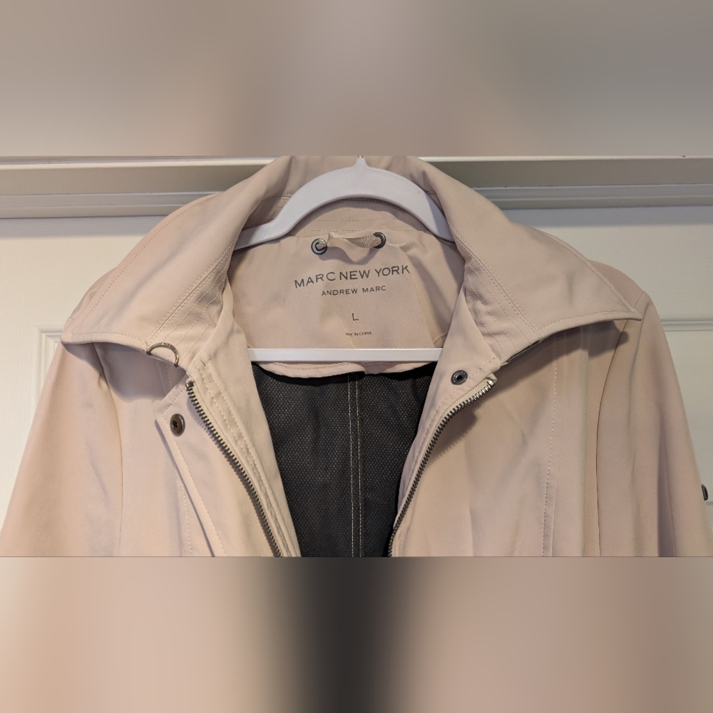 Andrew Marc New York Women's Soft Shell Hooded Trench Coat Size Large Thistle - Picture 2 of 16